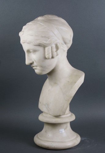 19th century - Cincinnato Baruzzi (1796-1878) Sappho - Marble Bust
