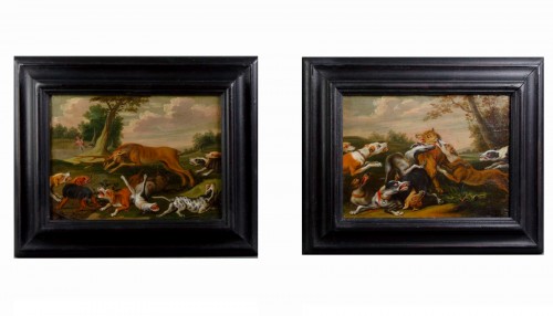 Pair of Hunting Scenes - 17th Flemish School