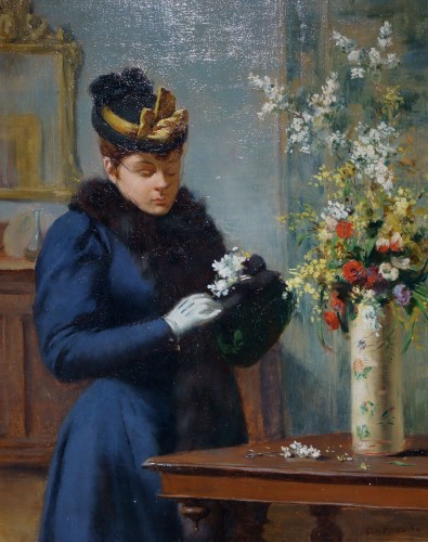 Geo Roussel (1860-1928) &quot;Portrait of an Elegant Woman&quot; - Paintings & Drawings Style Napoléon III