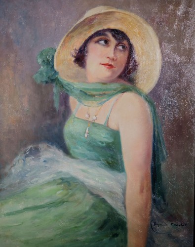  Raymond Charlot (1879 - ?) - Portrait Of Elegant Dated 1923