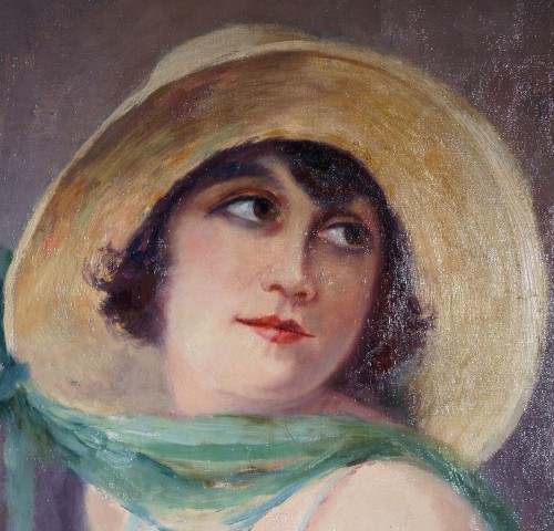 Raymond Charlot (1879 - ?) - Portrait d'élégante daté 1923 - Antichità San Felice