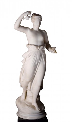 Mid-19th Hebe Impressive Neoclassical Marble Sculpture