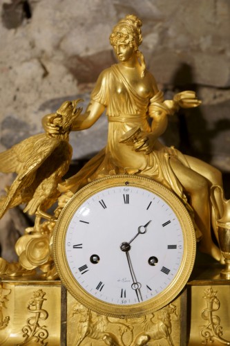 Horology  - Empire Gilt Bronze Mantel Clock &quot;Hebe And Jupiter&#039;s Eagle&quot;