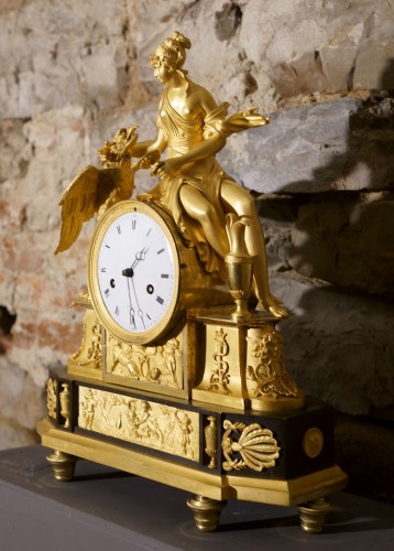 19th century - Empire Gilt Bronze Mantel Clock &quot;Hebe And Jupiter&#039;s Eagle&quot;