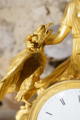 Antiquités - Empire Gilt Bronze Mantel Clock &quot;Hebe And Jupiter&#039;s Eagle&quot;