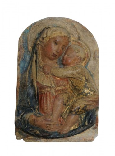 Vierge à l'Enfant, relief en stuc, atelier de Luca della Robbia, fin du XVe siècle