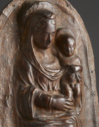 Madonna with Child -  Leather relief  - 