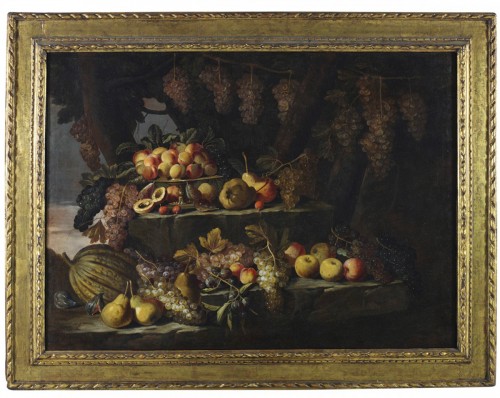 Still life of fruit outdoors -  Rome circa 1660 – 1670