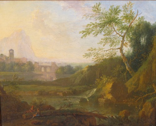  Landscape of the Roman countryside with architecture and cha - Paintings & Drawings Style 