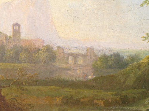 Paintings & Drawings  -  Landscape of the Roman countryside with architecture and cha