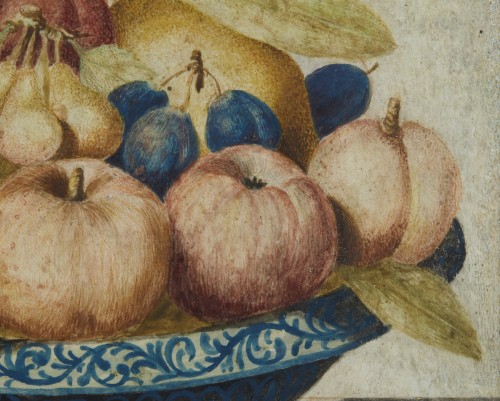 Paintings & Drawings  - Tempera still life on parchment - Octavianus Monfort Turin 1620-1696