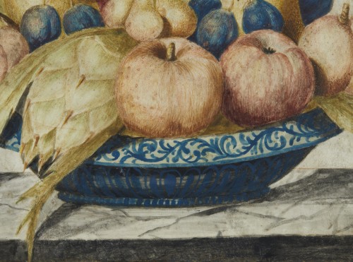 Tempera still life on parchment - Octavianus Monfort Turin 1620-1696 - 