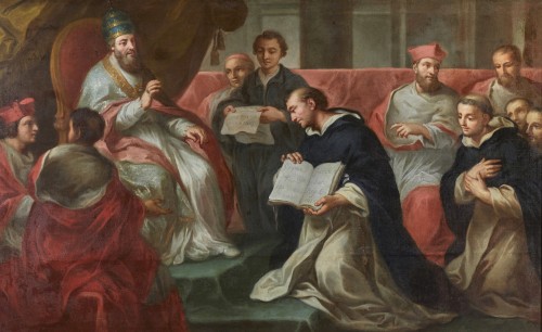 Le pape Honorius III approuve la règle de Saint Dominique, Italie du Nord XVIIIe siècle - Tableaux et dessins Style 