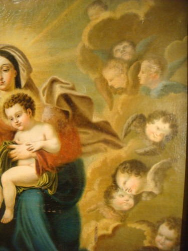 XVIIIe siècle - Grand Tableau de Chapelle Vierge à l'Enfant