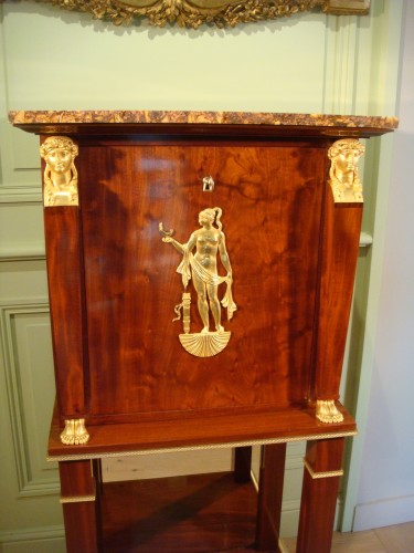 Mobilier Bureau et Secrétaire - Cabinet secrétaire de Dame en acajou estampillé de Lemarchand - Epoque 1er Empire