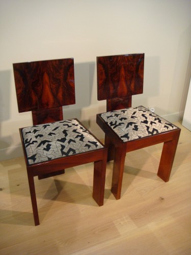 Sièges Chaise - Paire de chaises en ronce de noyer d'époque Art Déco