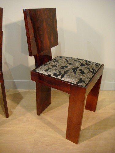 Paire de chaises en ronce de noyer d'époque Art Déco - Antiquaires Balzeau & Brion