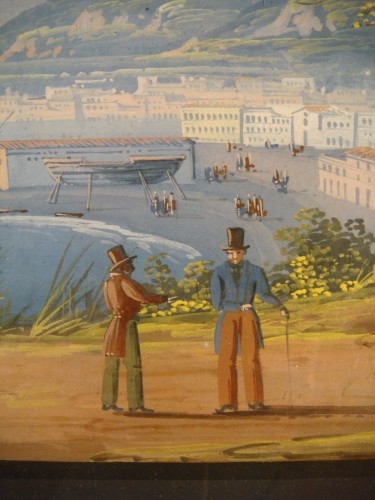 Gouache représentant le Golfe de Castellamare Sicile - Restauration - Charles X