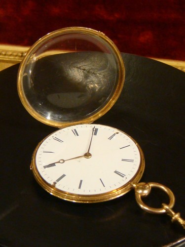 Montre gousset armoriée en or avec sa chaîne - Barthélemy - Antiquaires Balzeau & Brion