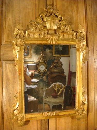 Miroir Louis XVI en bois doré - Antiquaires Balzeau & Brion