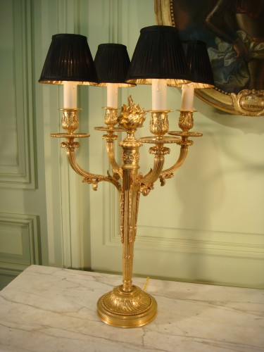 Luminaires Lampe - Paire de candélabres en bronze doré fin 19e siècle montés en  lampes