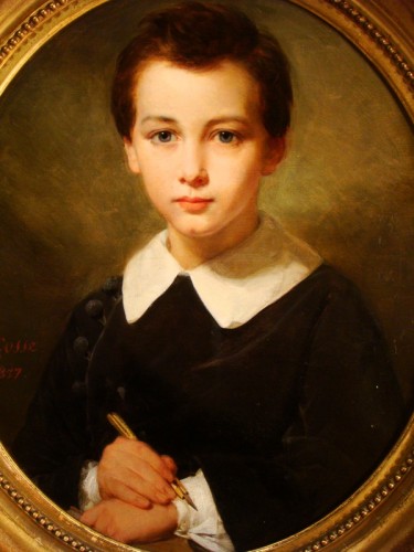 Tableaux et dessins Tableaux XIXe siècle - Nicolas Louis Gosse (1787 – 1878) - Portrait de jeune Homme daté 1857