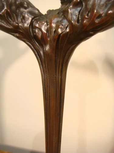 XXe siècle - Paire de candélabres  Art nouveau en bronze