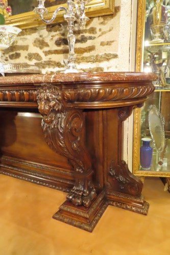 Mobilier Console - Console desserte à têtes de lion - Epoque napoléon III