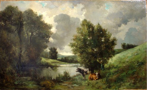 Henri Cauchois (1850 -1911) - Paysage animé