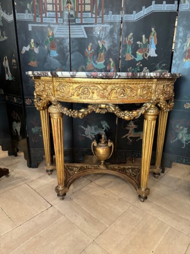 Console en bois doré attribuée à Georges Jacob - Mobilier Style Louis XVI