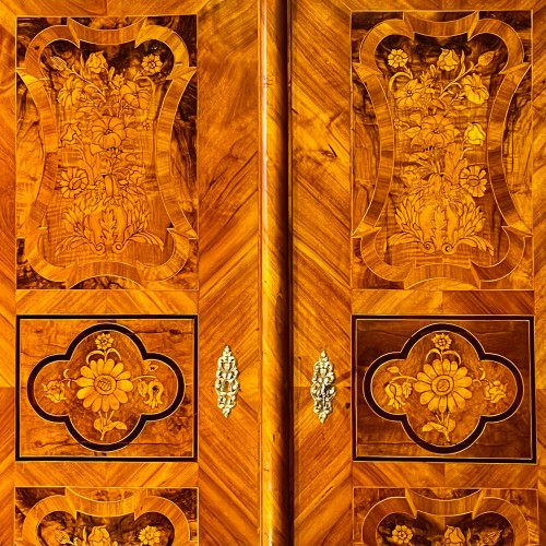 Furniture  - Walnut Inlaid Cabinet Flower Decor Austria Holy Empire 18th century