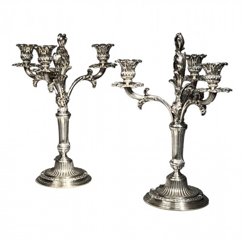 Paire de chandeliers en argent