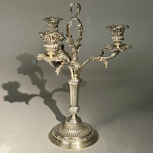 pair of solid silver candlesticks - silverware & tableware Style Art nouveau