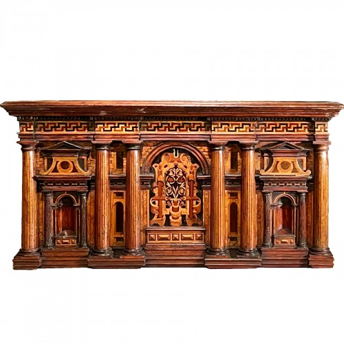 17th-century chest with architectural marquetry