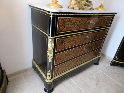 Mobilier Commode - Commode Secrétaire en marqueterie Boulle fin 19e