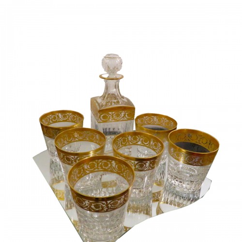 Whisky set in crystal St-Louis - Thistle gold