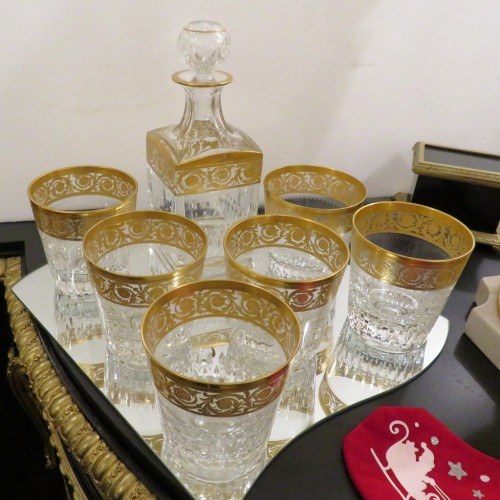 silverware & tableware  - Whisky set in crystal St-Louis - Thistle gold