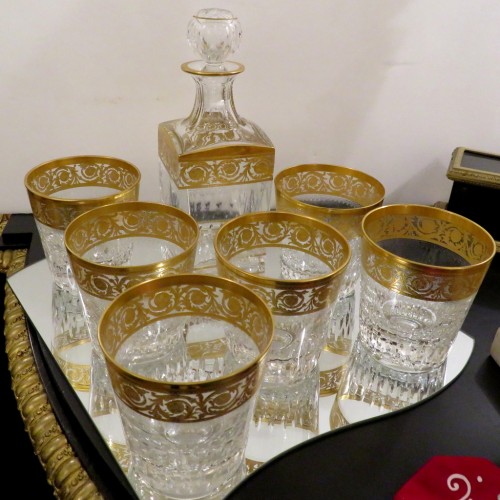 Whisky set in crystal St-Louis - Thistle gold - Art nouveau