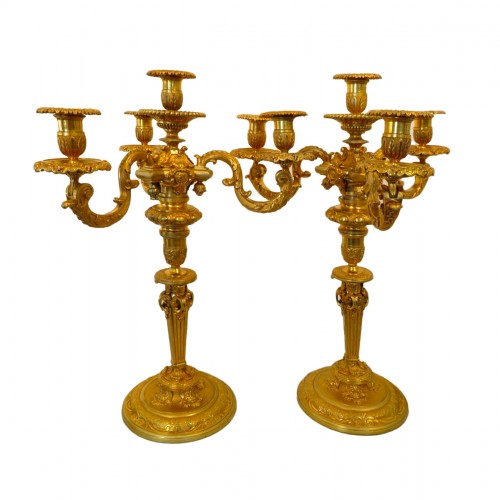  Pair of Candelabra golden Bronze XIXe period