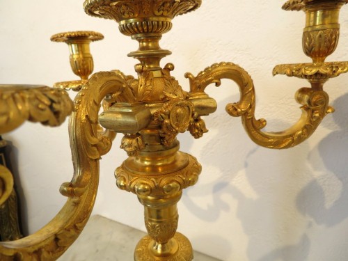  Pair of Candelabra golden Bronze XIXe period - 