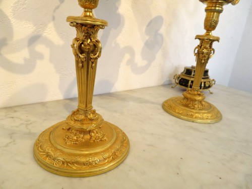 19th century -  Pair of Candelabra golden Bronze XIXe period