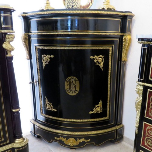 Mobilier Encoignure - Encoignure en marqueterie de laiton et écaille brune avant époque Napoléon III