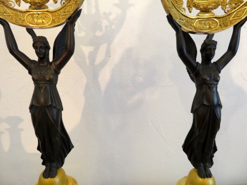 Pair of Candelabra golden Bronze Empire period - 