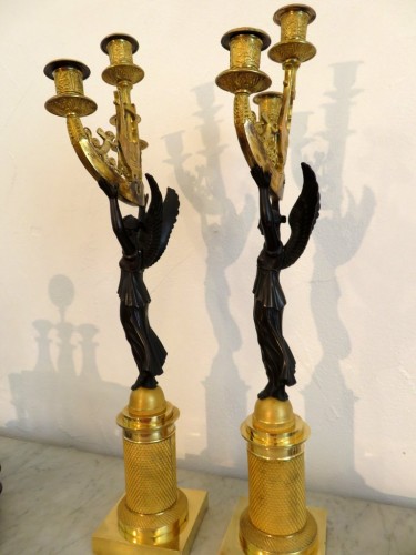 Pair of Candelabra golden Bronze Empire period - Empire