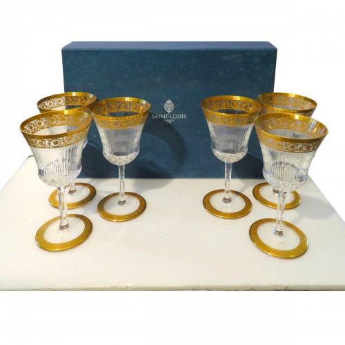  6 Glasses American watter in crystal St-Louis - Thistle gold