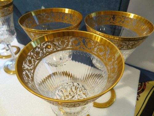 19th century -  6 Glasses American watter in crystal St-Louis - Thistle gold