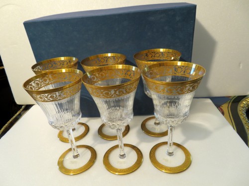  6 Glasses American watter in crystal St-Louis - Thistle gold - Art nouveau