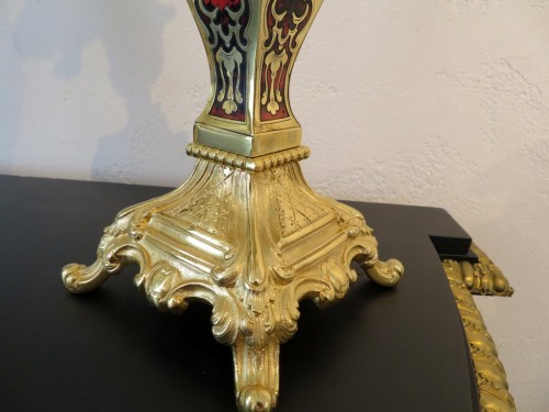 Pair of Candelabra golden Bronze and Boulle marquetry in Napoléon III perio - Lighting Style Napoléon III