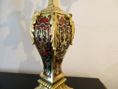 Lighting  - Pair of Candelabra golden Bronze and Boulle marquetry in Napoléon III perio