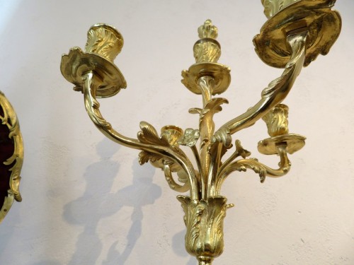 Pair of Candelabra golden Bronze and Boulle marquetry in Napoléon III perio - 